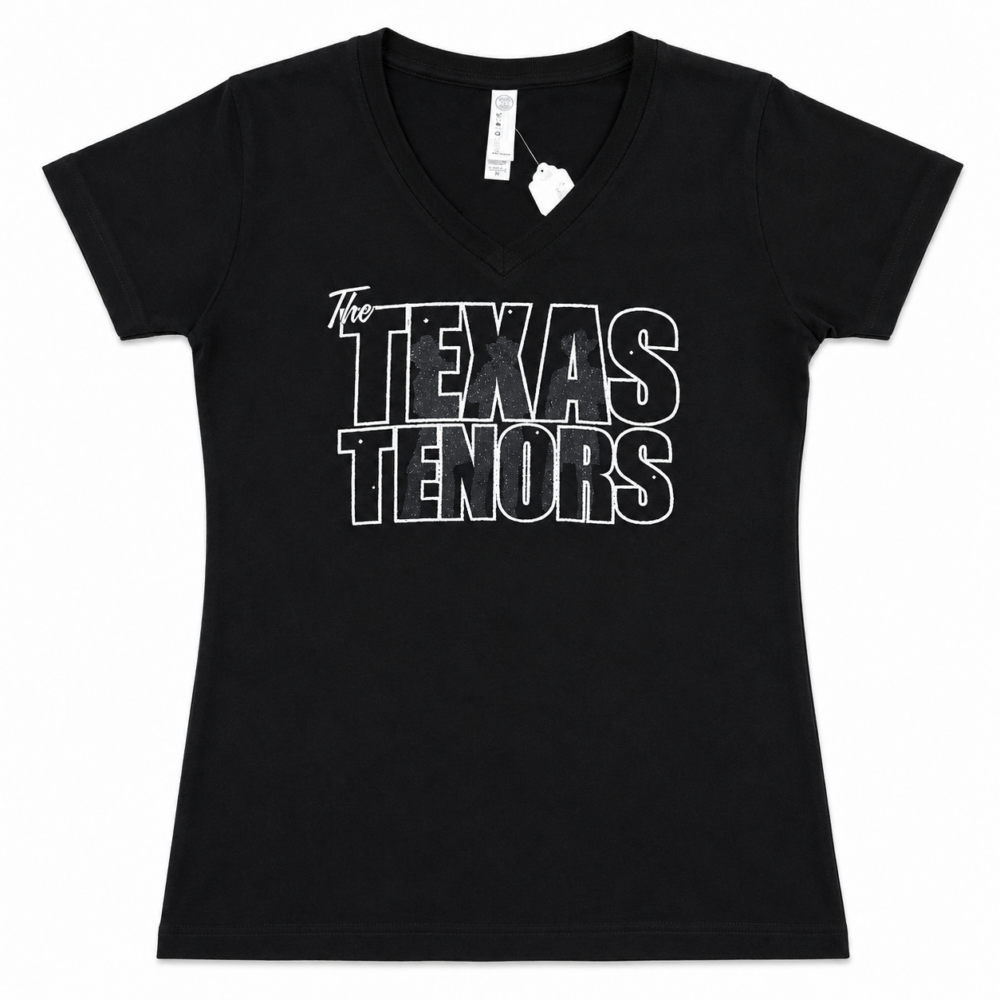 Ladies Jersey Black/Silver V-Neck